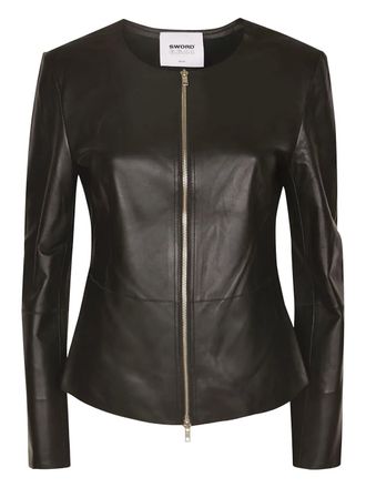 s.w.o.r.d zip-fastening leather jacket - Blacks and greys