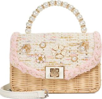 Dune London Blooms Woven Rattan Shoulder Bag in Blush at Nordstrom