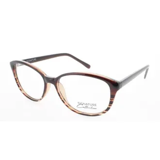 Signature Ladies Brown Rectangular Eyeglass Frames S7020BrownStripe52