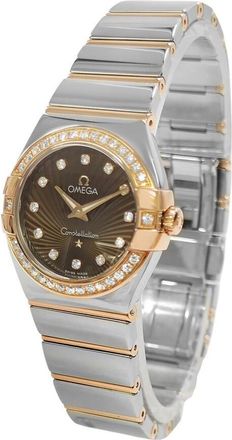 Omega Pre-owned Omega Constellation Quartz Diamond Brown Dial Ladies Watch 123.25.24.60.63.002