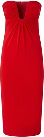 Pinko Rode Strapless Midi Jurk - Dames - Casual kleedjes - Rood - L - Kleedjes