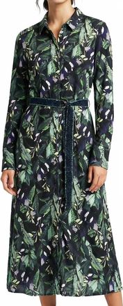 DeSoto Palm Print Shirt Dress In Black Multi