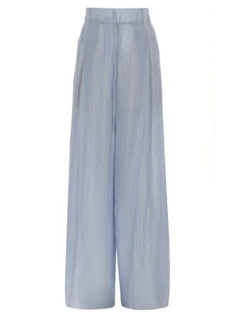 Dries Van Noten Wide-Leg Cupro Trousers - Blue