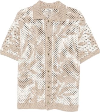 Altea Neutral Perforated Knit Leaf Shirt