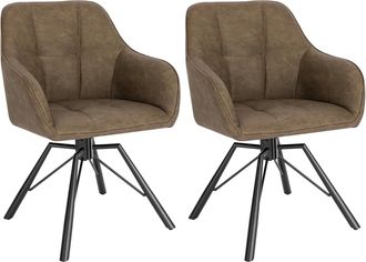 Woltu 2x Silla De Comedor Giratoria Silla De Cocina Tapizada En Cuero Sint&eacute;tico Silla Ergonomica Con Respaldo Y Brazos Para Sal&oacute;n Y Dormitorio Patas De Meta