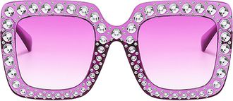 Generic Rhinestone Sunglasses - UV400 Protection Oversized Square Bling Crystal Glasses, Square Bling Diamond Glasses, Vintage Retro Thick Frame | Fashionable