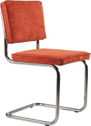 Zuiver Silla de comedor de terciopelo naranja