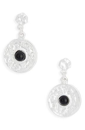Karine Sultan Black Faux Pearl Disc Drop Earrings in Silver at Nordstrom Rack