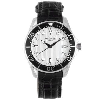 Rüdiger Mens Chemnitz Silver Watch - Black Leather - One Size