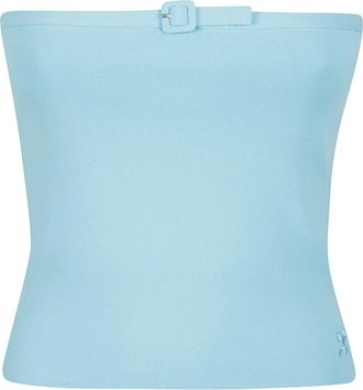 Courr&egrave;ges Buckle Knit Bustier Top - Dames - Tops zonder mouwen - Blauw - XS - Polyester - Tops