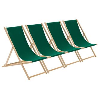 Harbour Housewares Folding Wooden Deck Chairs Green Pack of 4