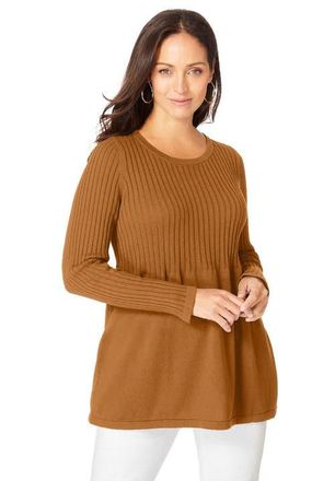 Jessica London Ribbed Baby Doll Tunic Sweater in Clove at Nordstrom, Size Large