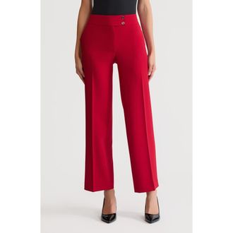 Kasper Extended Button Tab Pants in Fire Red at Nordstrom, Size 18