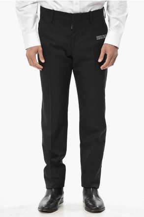 Off-white PERMANENT Virgin Wool Skinny Trousers With Print size 46