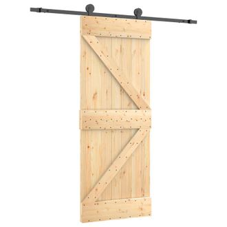 vidaXL Puerta Corredera Natural Y Negro 85 X 210 Cm Vidaxl