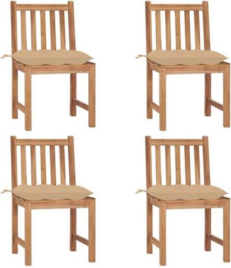 vidaXL Sillas De Jard&iacute;n 4 Unidades Madera Maciza De Teca Con Cojines Vidaxl