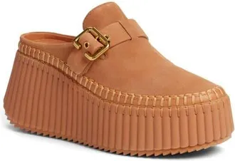 Chlo&eacute; Nama Buckle Platform Mule in Pottery Brown at Nordstrom, Size 35