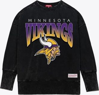 Mitchell & Ness Womens Mitchell & Ness Black Minnesota Vikings Delineate Mineral Wash Crewneck Sweatshirt at Nordstrom, Size Xx-Large