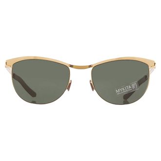 Mykita NO1 SUN-KAREN-GLOSSY GOLD Green Oval Unisex Sunglasses NO1 SUN-KAREN 013 52