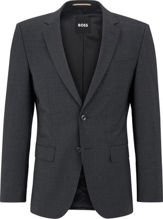 HUGO BOSS Mens Solid Patterned Flap Pocket Suit Jacket in Dark Grey - Size 40 (Chest)