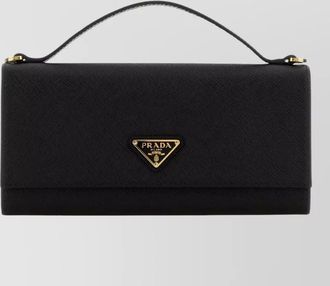 Prada leather long wallet top handle detail