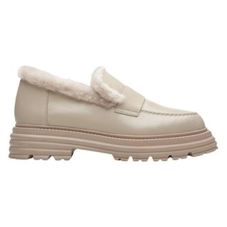 Estro & Luminara Beige Fur-Lined Loafers - female - Estro - Loafers - Beige - 4 UK - Shoes