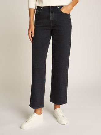 Tommy Jeans Straight-Jeans TOMMY JEANS LAYLA HR SLIM STR, Damen, Gr. 25, L&auml;nge 32, schwarz (denim schwarz), Denim/Jeans, Obermaterial: 99% Baumwolle, 1% Elasthan,