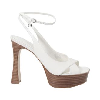 Guess Schoenen, Dames, Wit, 37 EU, Leer, Platform Sandal Peeptoe Schoenen