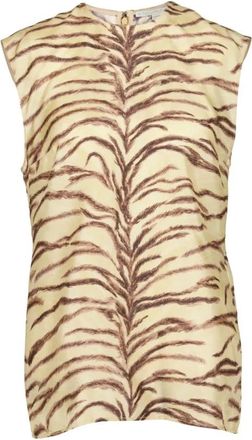 Stella McCartney Tijgerprint Mouwloze Top - Dames - Tops zonder mouwen - Beige - M - Tops