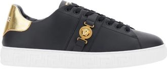 Versace Zwarte Sneakers met Greca Biggy Design - Heren - Sneakers - Zwart - 40 EU - Polyester - Schoenen