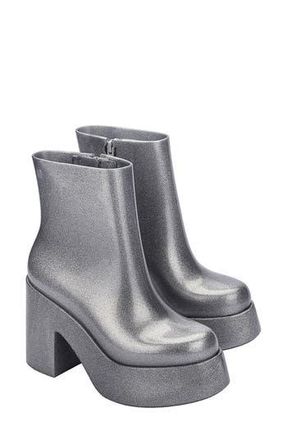 Melissa Nubia II Platform Bootie in Glitter Clear Silver at Nordstrom Rack, Size 6