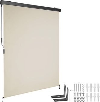 TecTake Toldo vertical con manivela, 2 soportes pared, 140x250 cm, beige