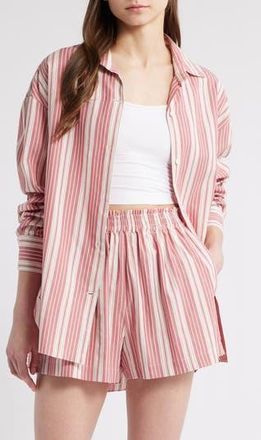 Faithfull The Brand Capri Stripe Cotton Button-Up Shirt in White at Nordstrom Rack, Size Xx-Large