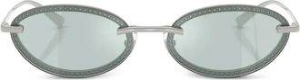 Jimmy Choo Eyewear beaded oval-frame sunglasses - women - Metal - One Size - Silver