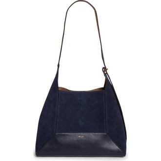 Jimmy Choo London Medium Diamond Leather & Suede Hobo Bag in Marine/Gold at Nordstrom