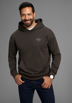 H.I.S Kapuzensweatshirt H.I.S, Herren, Gr. 3XL (64/66), grau (anthrazit), angeraute Sweatware, Obermaterial: 60% Baumwolle, 40% Polyester, bedruckt, unifarb