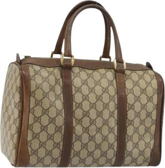 Gucci Pre-owned Handbags, female, Beige, Size: ONE SIZE Pre-owned Vintage GG Canvas Hand Bag