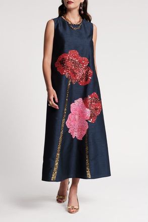 Frances Valentine Alice Midi Dress Poppy in Navy/multi at Nordstrom, Size X-Large
