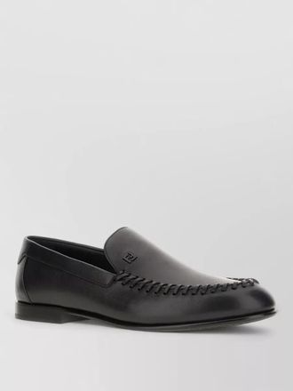 Fendi leather loafers braided detail round toe