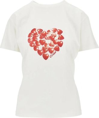 Chlo&eacute; T-shirt con stampa Cherry Heart - - Tops - Donna - Bianco - M