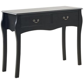 Beliani Consola Negra 100 X 35 Cm Mdf 2 Cajones Retro Recibidor Sala De Estar Klawock