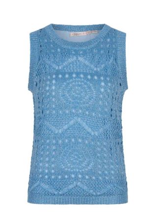 Esqualo Womens Crochet Tank Top In Light Blue