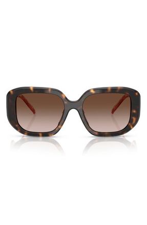 Tory Burch 54mm Irregular Sunglasses in Dark Tortoise /Gradient Brown at Nordstrom