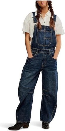 Free People We The Free Good Luck Barrel Overalls Womens Clothing Deep End : MD (Womens 8-10) 26, Cotton/Lyocell
