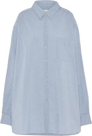 Maison Margiela Cotton Silk Shirt - Dames - Overhemden - Blauw - XS - Katoen - Overhemden