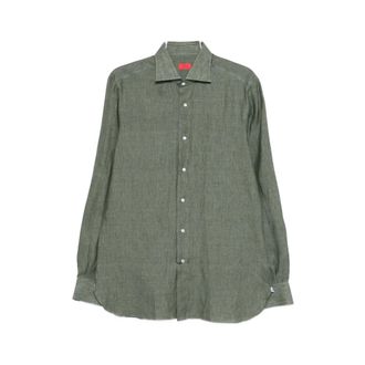 Isaia Casual Shirts, male, Green, Size: 3XL Km304 Mc10Tc 28 Shirt