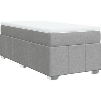 vidaXL Cama Box Spring Con Colch&oacute;n Tela Gris Claro 100x200 Cm Vidaxl