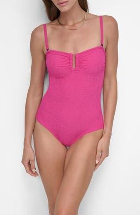 DKNY Ruched One-Piece Swimsuit in Wildberry Tie at Nordstrom Rack, Size Xx-Large
