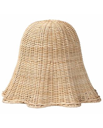 Baxton Studio Semira Bohemian Scalloped Rattan Pendant Lampshade