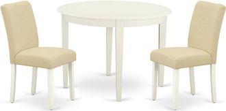 East West Furniture Dining Room Set Linen White, BOAB3-LWH-02